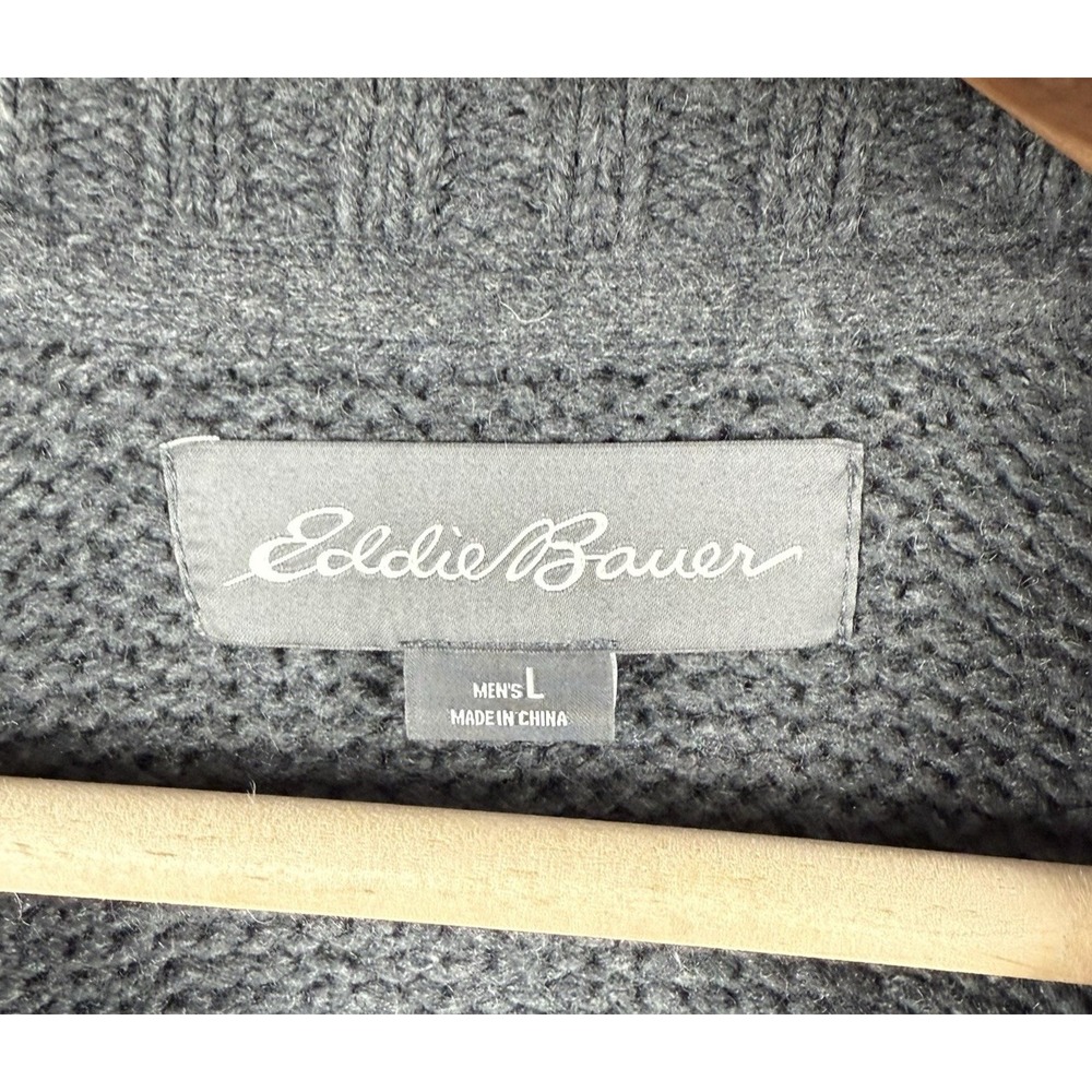 Eddie Bauer Sweater Mens L Gray Cotton Wool Ski Nordic Knit Pullover Winter - Picture 6 of 9